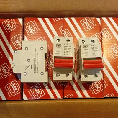 MK ELECTRIC MK 5500s 100A Double Pole 2 Module Main Switch Isolator Disconnector Brand New