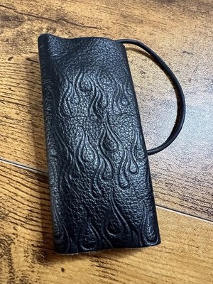 Women's THE ORIGINAL HAIR GLOVE Leather Snap up Ponytail Holder, Black, Biker