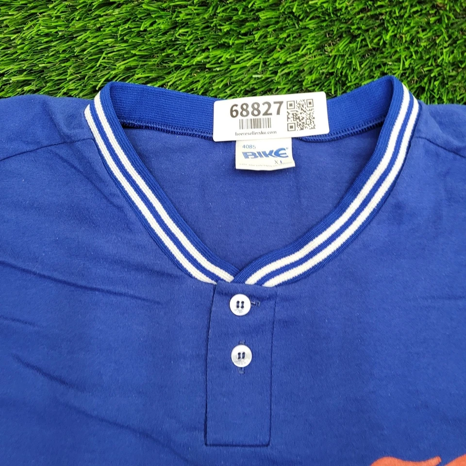 复古 90 年代长海滩古英衬衫 L/XL 21x31 蓝色白色装饰美国 — 第 2/4 张图片