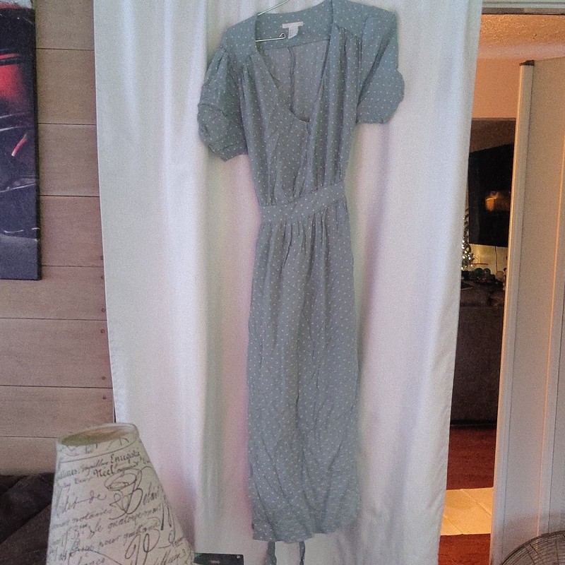 H&M Women’s Green Polka Dot Short Sleeve Jumpsuit One-Piece Regular Size 14