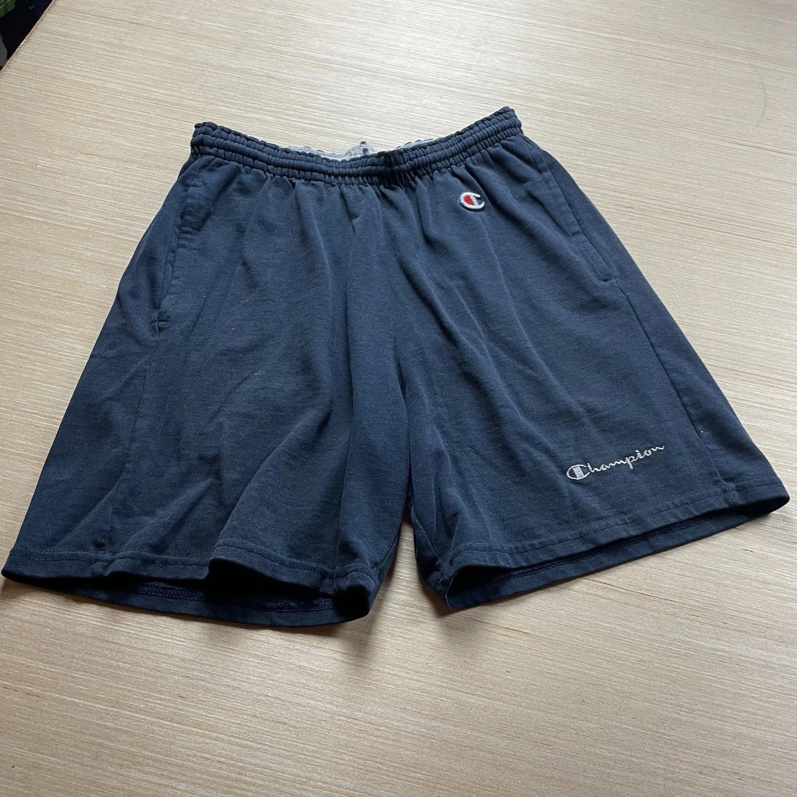 Vintage Champion Faded Black Sweat Shorts 90s Dad Above The Knee Distressed M