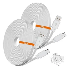 weishan 2-Pack 30ft USB C Power Extension Cable Compatible with Ring White 