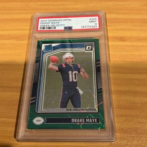 2024 Panini Donruss Optic RC Drake Maye #229 Green Velocity Prizm PSA 9