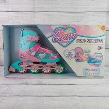 Glam by Rush Girl Adjustable Inline Skates Size 4-7 Pink Teal Glitter Youth NIB