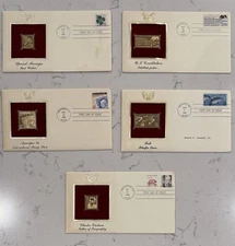 First Day Of Issue Envelopes With 22K Gold Foil Replica Stamps Lot Of 5