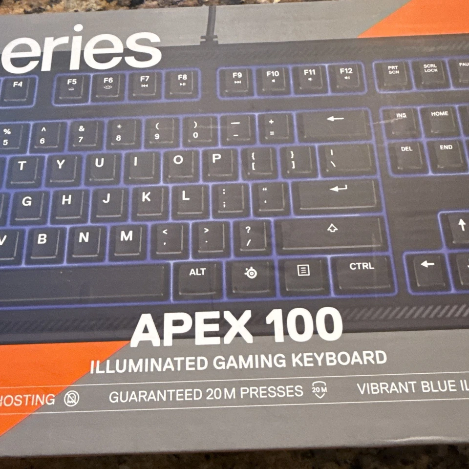 SteelSeries Apex 100 Gaming Keyboard - Tactile & Silent - Blue LED Backlit - Image 3 of 4