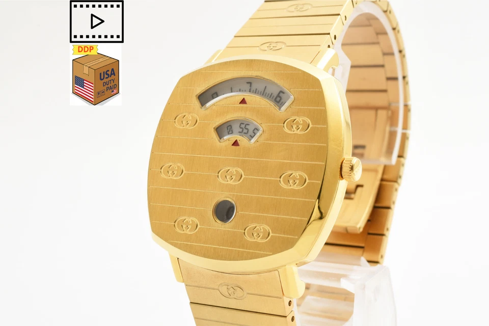 Reloj de cuarzo dorado para hombre JAPÓN sin usar [EXCELENTE COMO NUEVO con caja] GUCCI Grip 157.4 YA157403 Foto 3 de 4