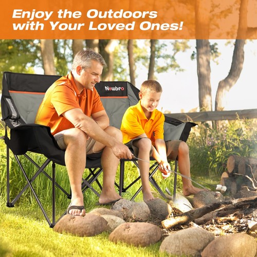 Oversized Double Camping Chair with Cooler Bags, Extra Wide Fully Padded Fold... - Picture 2 of 6
