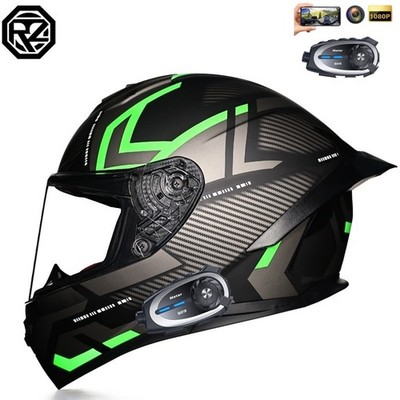 Full Face Bluetooth Motorcycle Intercom Helmet DOT Camera Motorbike Helmets