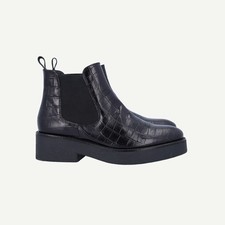 Image of Dune London Womens Black Leather Ankle Flat Boots Size EU 37