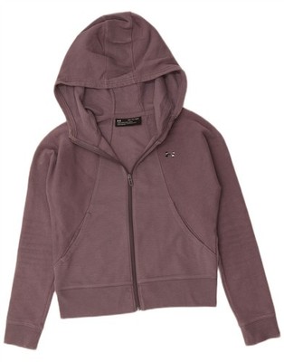 UNDER ARMOUR Damen Oversized Crop Zip Hoodie Pullover UK 6 XS Lila DT20