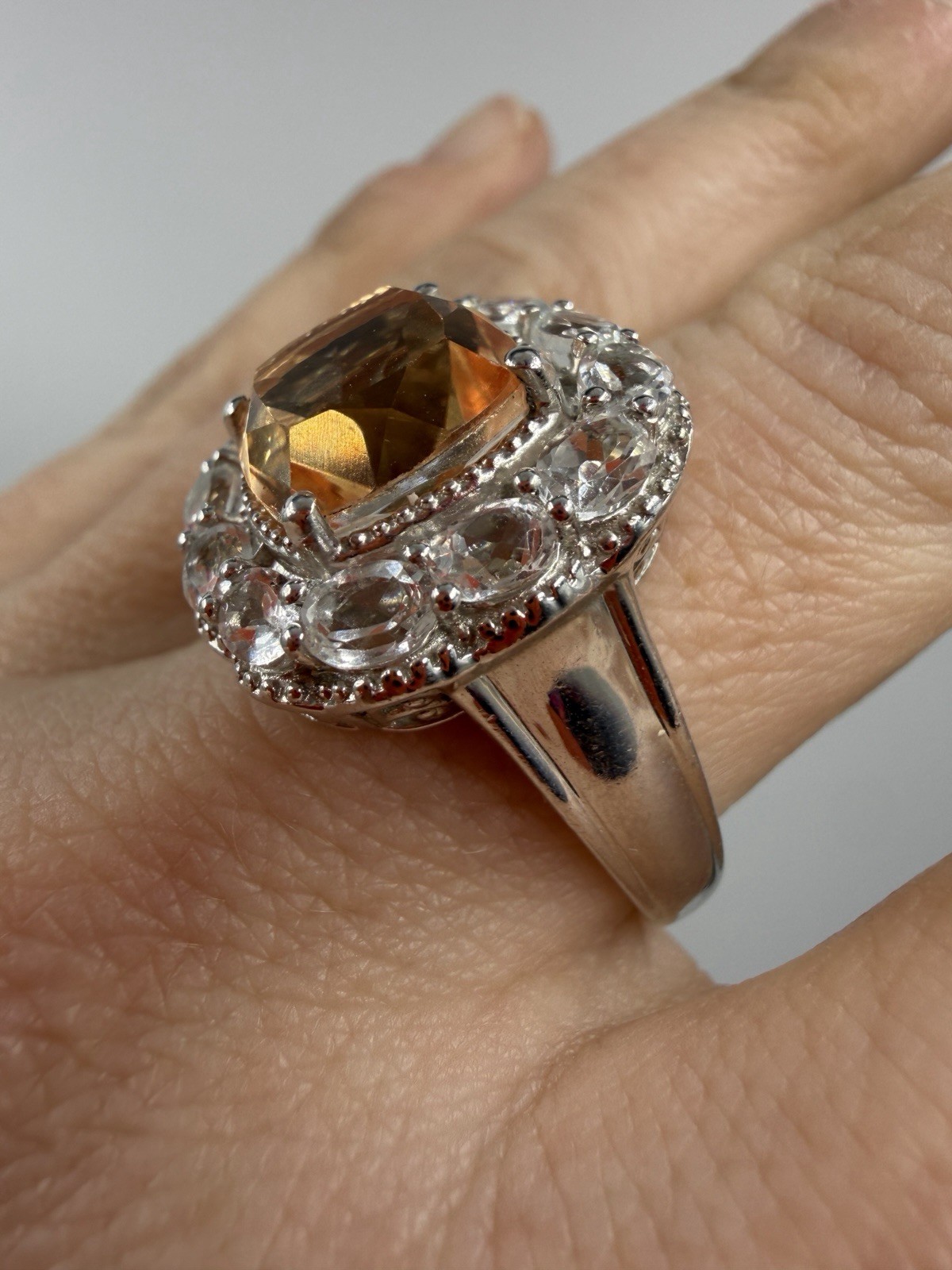 Chuck Clemency Ring Square Iced  Light Tea Sterli… - image 4