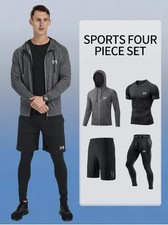 Tuta sportiva uomo jogging 4 pezzi maglia funzionale manica corta manica lunga pantaloni corsa