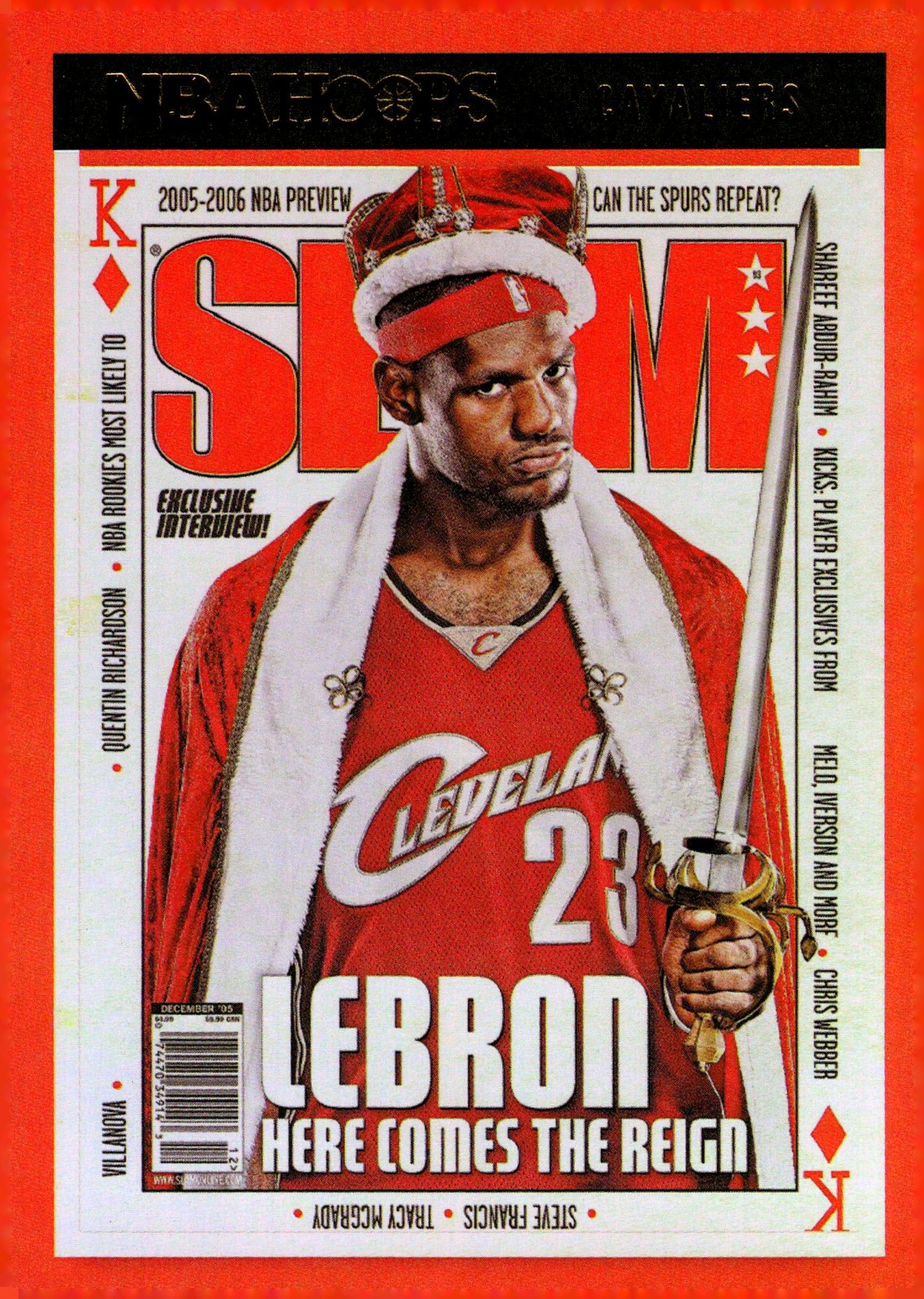 2021-22 NBA Hoops #9 LeBron James SLAM Cover Holo - NM-MT