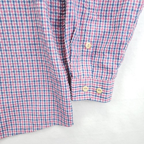 Orvis Shirt Mens Large Plaid Blue Pink Seersucker Quick Dry Outdoor Fishing - Picture 4 of 14