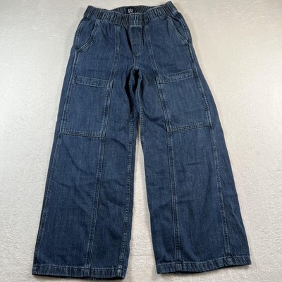 Gap Utility Easy Jeans Womens XS Petite Blue Dark Wash High Rise Wide Leg Denim