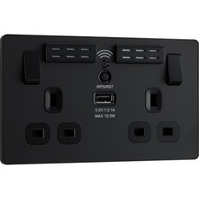 BG Evolve 2 Gang Switched Socket with Wi-Fi Range Extender & USB-A N300