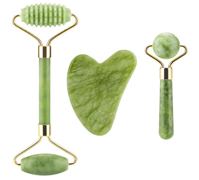 Gua Sha Stone and Jade Roller Set - Face Roller and Massager for Soothing and Re