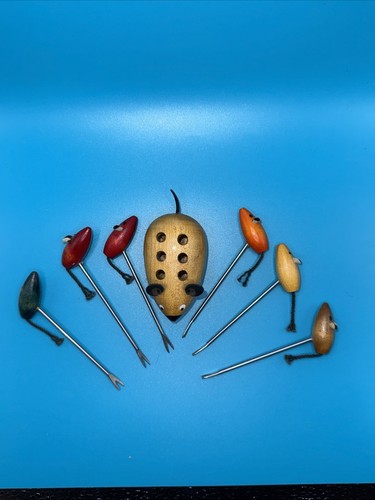 Holz Mäuse Cocktail Gabeln Plektren Set Hors D'oeuvres Vintage Kontrapunkt - Bild 3 von 7