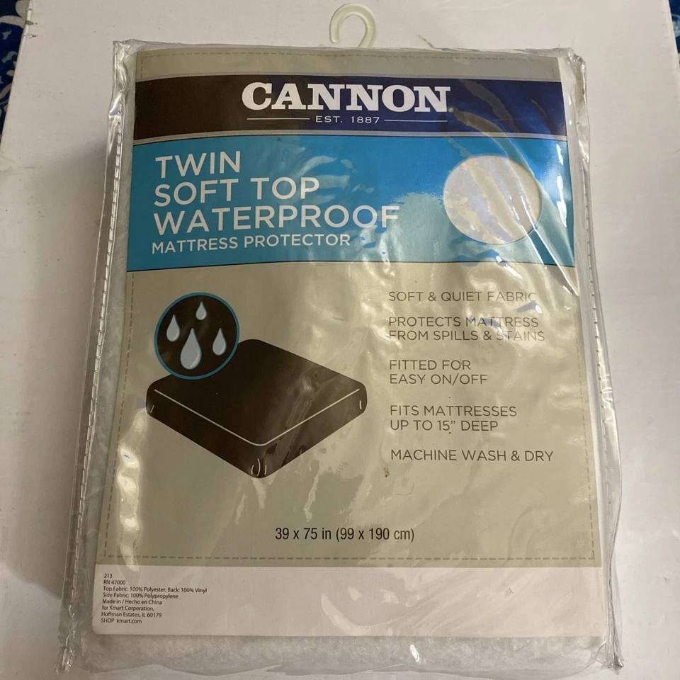 Protector Colchón Doble Cañón Tapa Suave Impermeable 39x75x15 Equipado Nuevo Foto 2 de 4