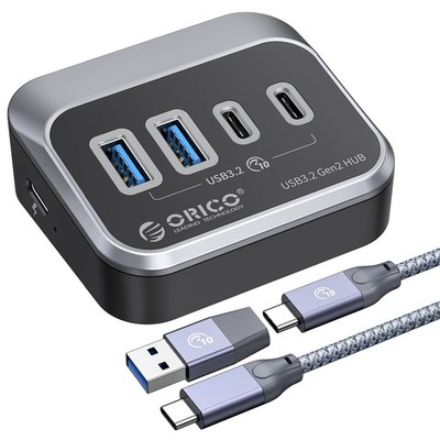 USB Hub 10Gbps with 2 USB A Ports+2 USB C Ports, USB 3.2 Gen 2 Hub with 1.64F...