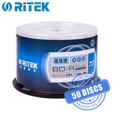 Ritek BD-R 10x 25 GB Printable Blank Blu-ray Media 25GB - 50 Discs
