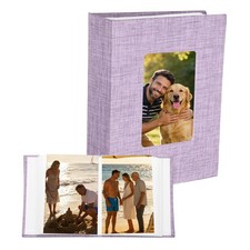 6.5x4.9" Linen Small Photo Album Holds 4x6" 100 Photos Purple