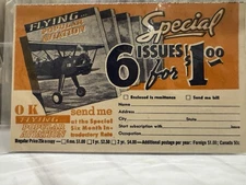 1940s Flying and Popular Aviation Promo Card Biplane Art Subscription Reply 3