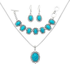 WCRAZYE Western Turquoise Jewelry Set s for Women Bohemian Cowgirl Western Blue