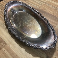 VTG Silver Serving Platter Plate Nostalgia Design Collectible Pretty