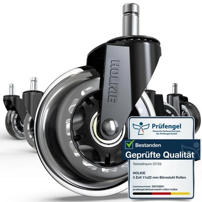 HOLKIE Bürostuhl Rollen für Bürostühle 5er-Set für Parkett Hartbodenrollen Bode