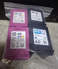 Set 4 Genuine HP 60 Black and Color Inkjet Cartridges Seal Intact NO BOX NO BAG