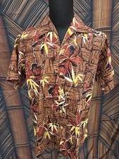 Vintage 1950's Surfriders Sportswear Hawaiian Aloha Button-Up Shirt m2008