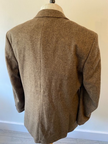VINTAGE mens STONES BROWN WOOL BLEND HERRINGBONE SPORTS JACKET BLAZER 42" - Picture 8 of 8