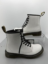 Dr. Martens 1460 J White Leather Round Toe Lace Up/Zip Ankle Boots Kid s Size 3