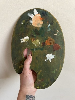 Vintage Artist s Palette 10''x7'' unique ooak decor wood painters palette retro