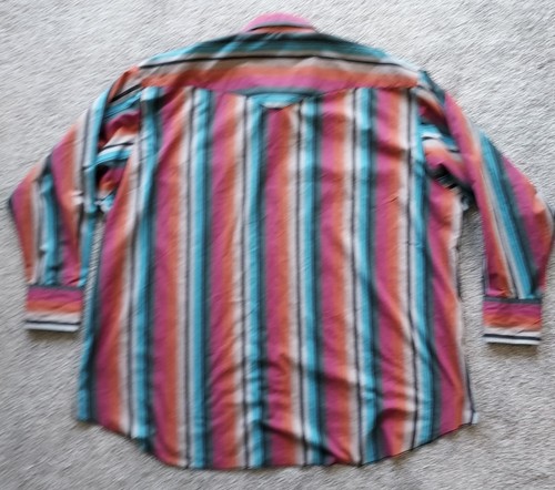 Rustler Western Shirt Mens 20x34/35 Black Pearl Snap Striped Rodeo X-long Tail - Picture 12 of 17