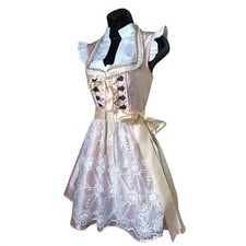 New XL Oktoberfest Peach Pink Beige Lace Dirndl Dress Bavarian German Fest