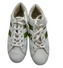 Brunswick Womens Tigris Bowling Shoes 10M White Green Leather Lace Up Athleisure