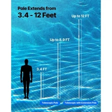 Pool Pole, 3.4 to 12 Ft Telescoping Swimming Pool Cleaning Poles, Professional A