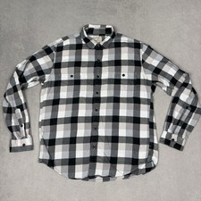 J.Crew Men's Plaid Flannel Shirt 100 Cotton Button Up Long Sleeve Gray Large