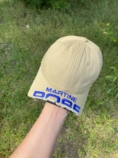 Martine Rose Cut Peak SnapBack Cap Blue/Tan distressed style y2k avantgarde rare