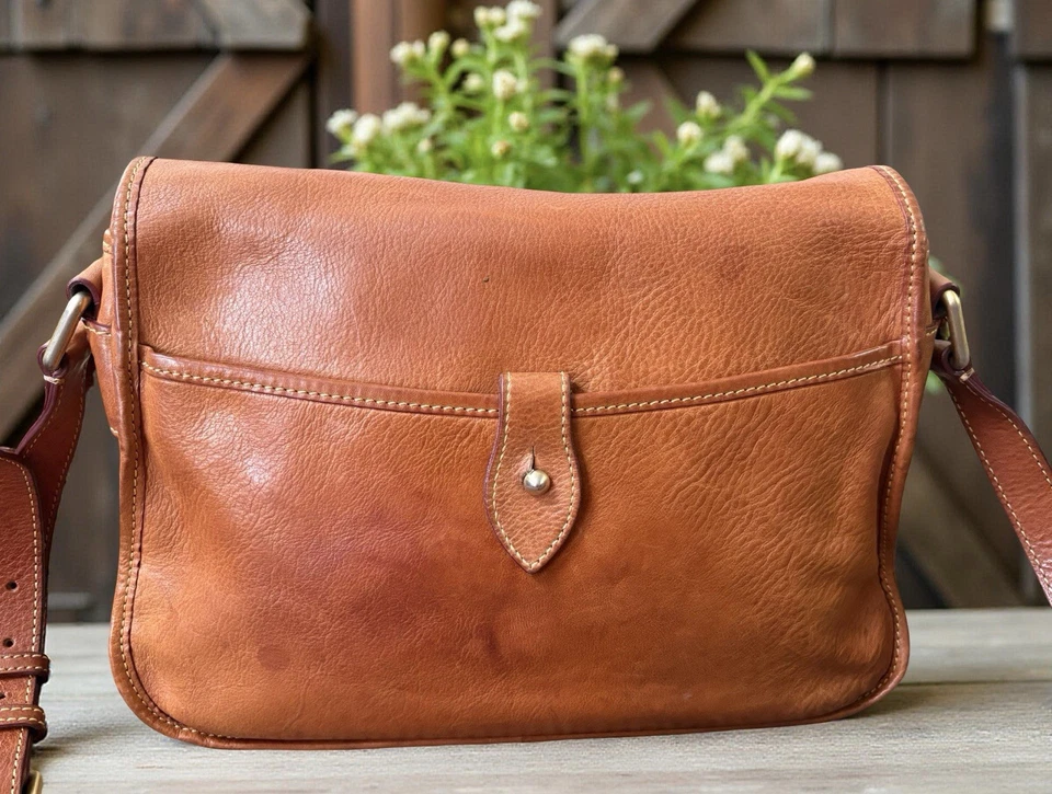 Dooney Bourke Brown Florentine Vacchetta Leather Saddle Messenger Bag Rustic - Image 2 of 4