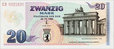NIEMCY/DDR 20 MAREK D 1989 BRAMA BRANDENBURSKA UNC.