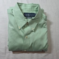 Ralph Lauren Men's 16 34/35Long Sleeve Button-down Shirt Green Cotton
