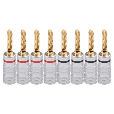 8 Pcs Gold Plated Copper BFA 4mm Banana Plug Adapter Wire Speaker Connectors