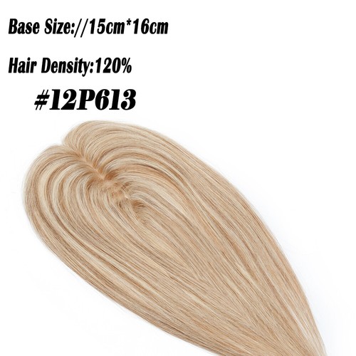Natural Hairline Short Topper Hairpiece Clip In Remy Human Hair Extensions Q796 - Picture 40 of 41
