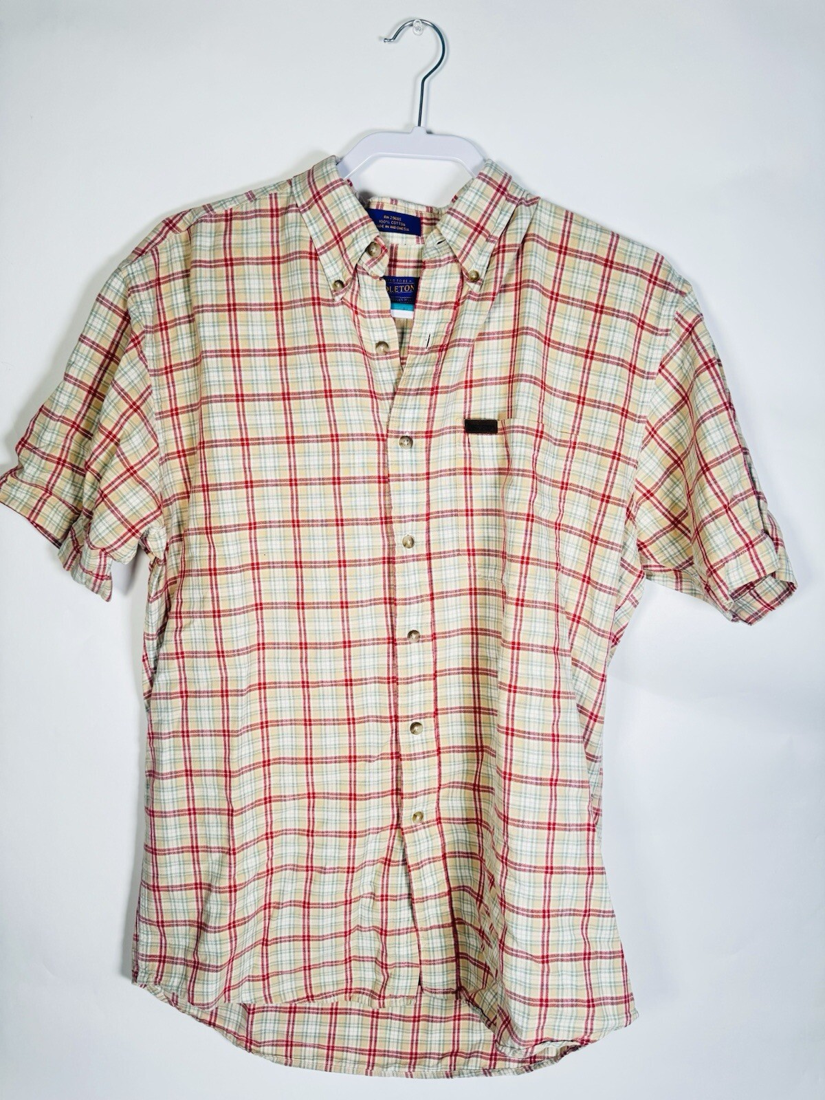 Pendleton Button Down Shirt Mens Medium Tan & Red… - image 1