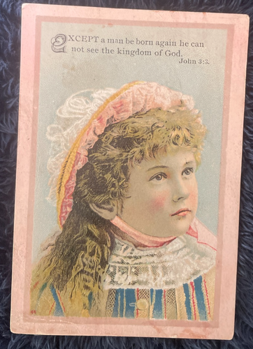 Vintage Victorian Christian Bible Verse Card- John 3:3
