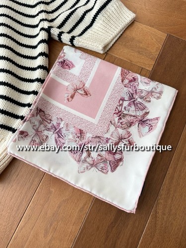 Sallys 18 Momme Butterflies Print Twill Silk Wrap Scarf Stole 2 Face Shawl 35" - Picture 18 of 18